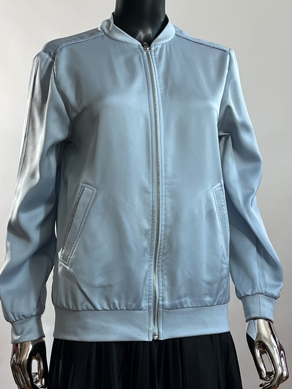 TOPSHOP light Blue Bomber Jacket Long Sleeve Size US 6 EUR 38